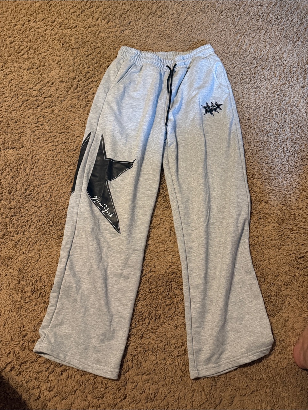 Kids Gray Sweatpants with Black Star Accent